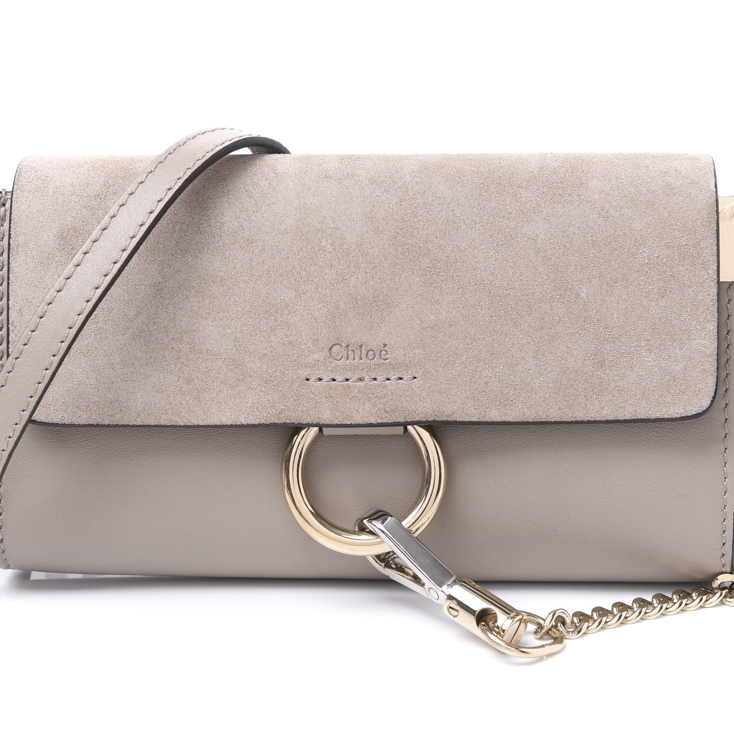 Chloe Suede Calfskin Mini Faye Shoulder Bag Motty Grey 10 of 10