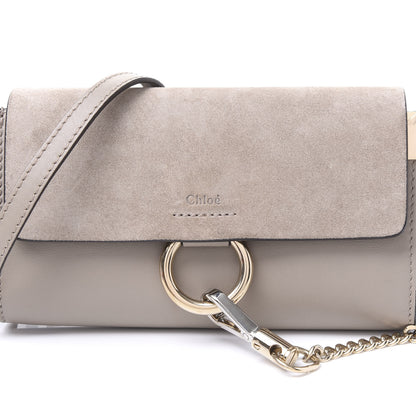 Chloe Suede Calfskin Mini Faye Shoulder Bag Motty Grey 10 of 10