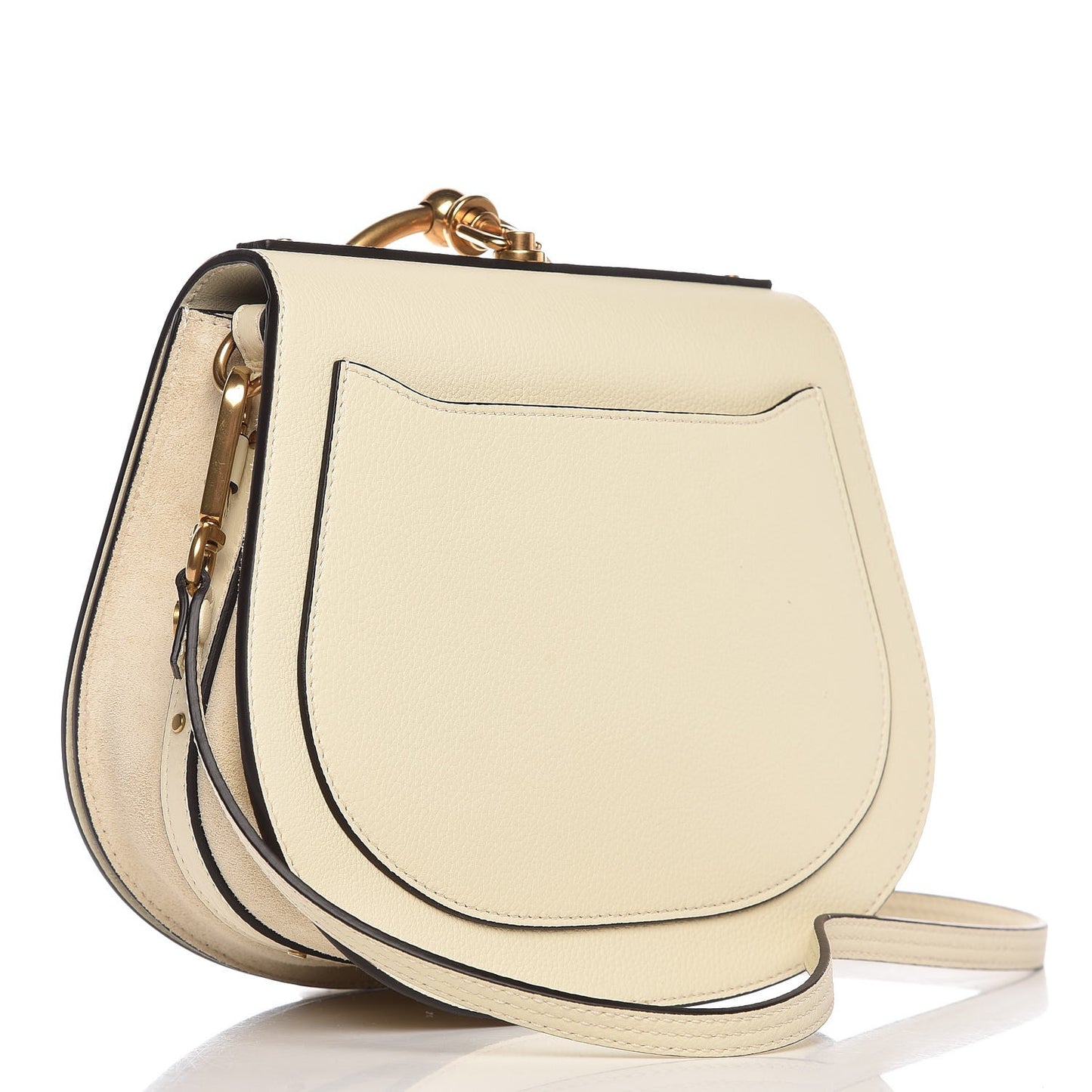 Calfskin Suede Medium Nile Bracelet Bag Off White