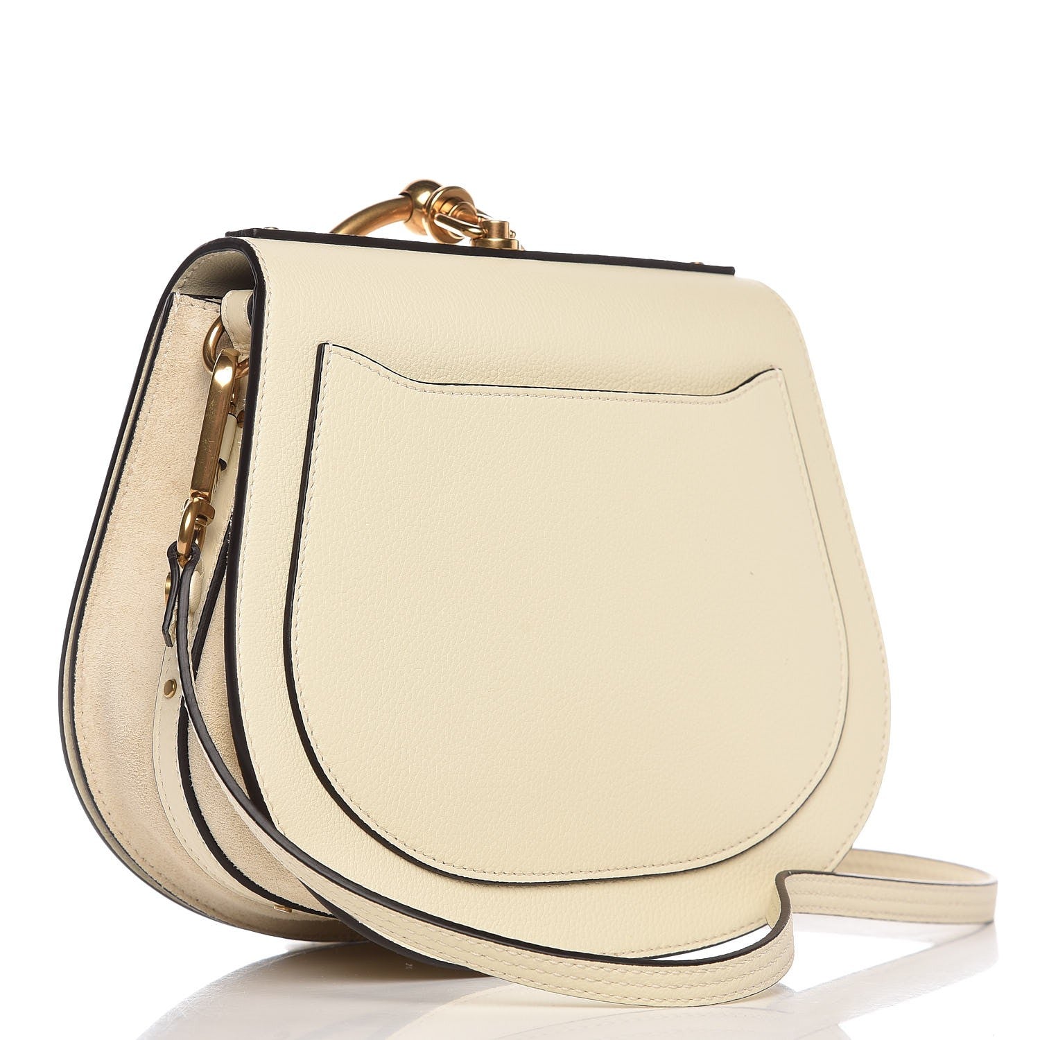 Chloe Calfskin Suede Medium Nile Bracelet Bag Off White 3 of 8