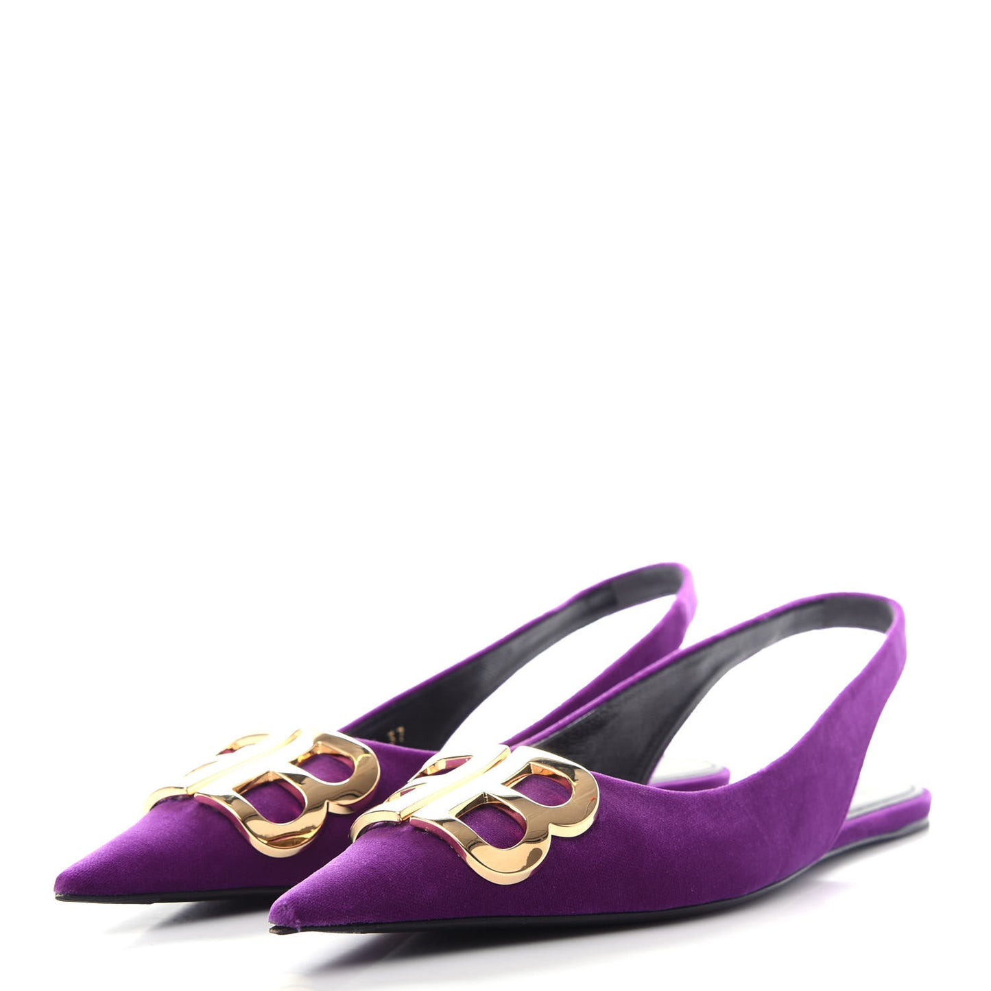 Velvet BB Knife Pointy Toe Slingback Flats 37 Violet Orchidee