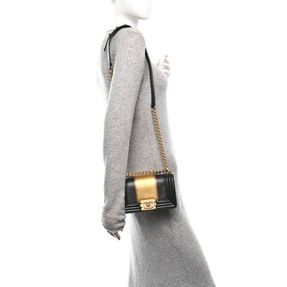 Chanel Metallic Glazed Calfskin Small Boy Flap Black Gold 2 of 10