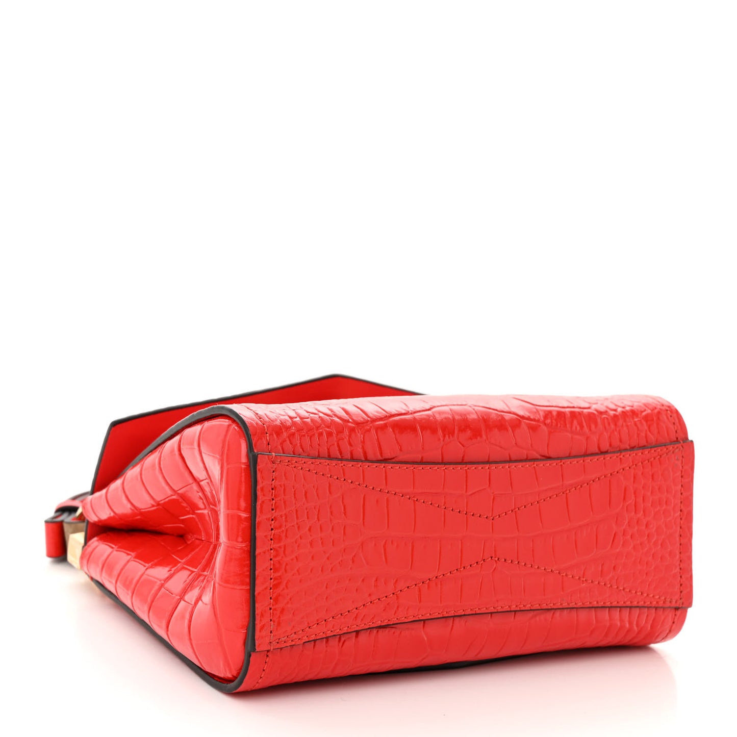 Calfskin Crocodile Embossed Mini Mystic Shoulder Bag Red