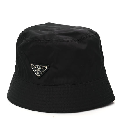 Prada Re-Nylon Metal Triangle Logo Womens Bucket Hat M Black 1 of 8