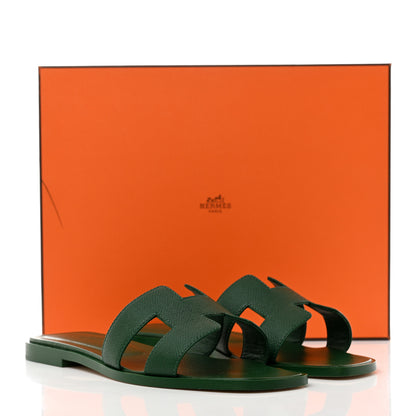 Hermes Epsom Oran Sandals 37 Vert Cactus 9 of 9
