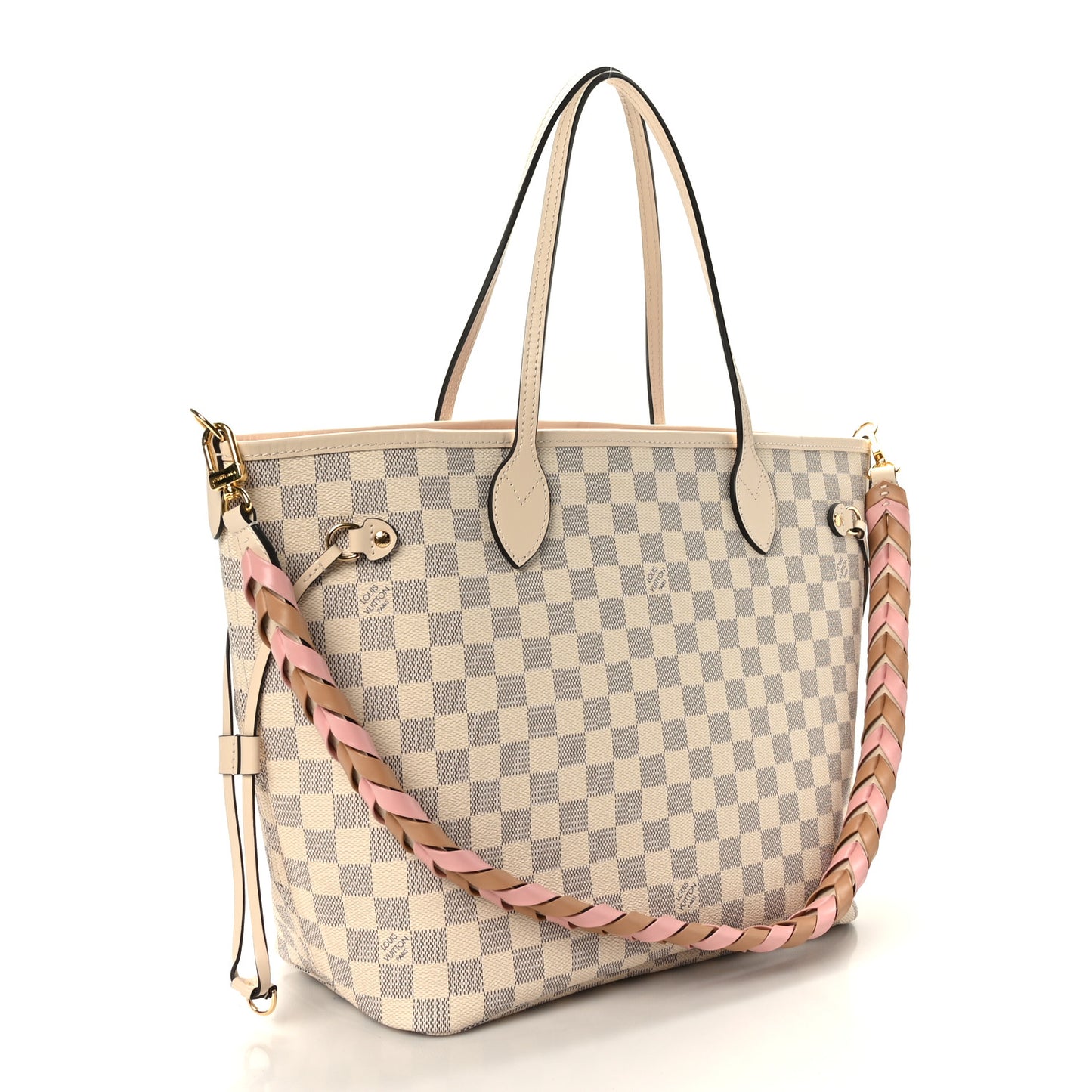 Damier Azur Braided Neverfull MM Pink