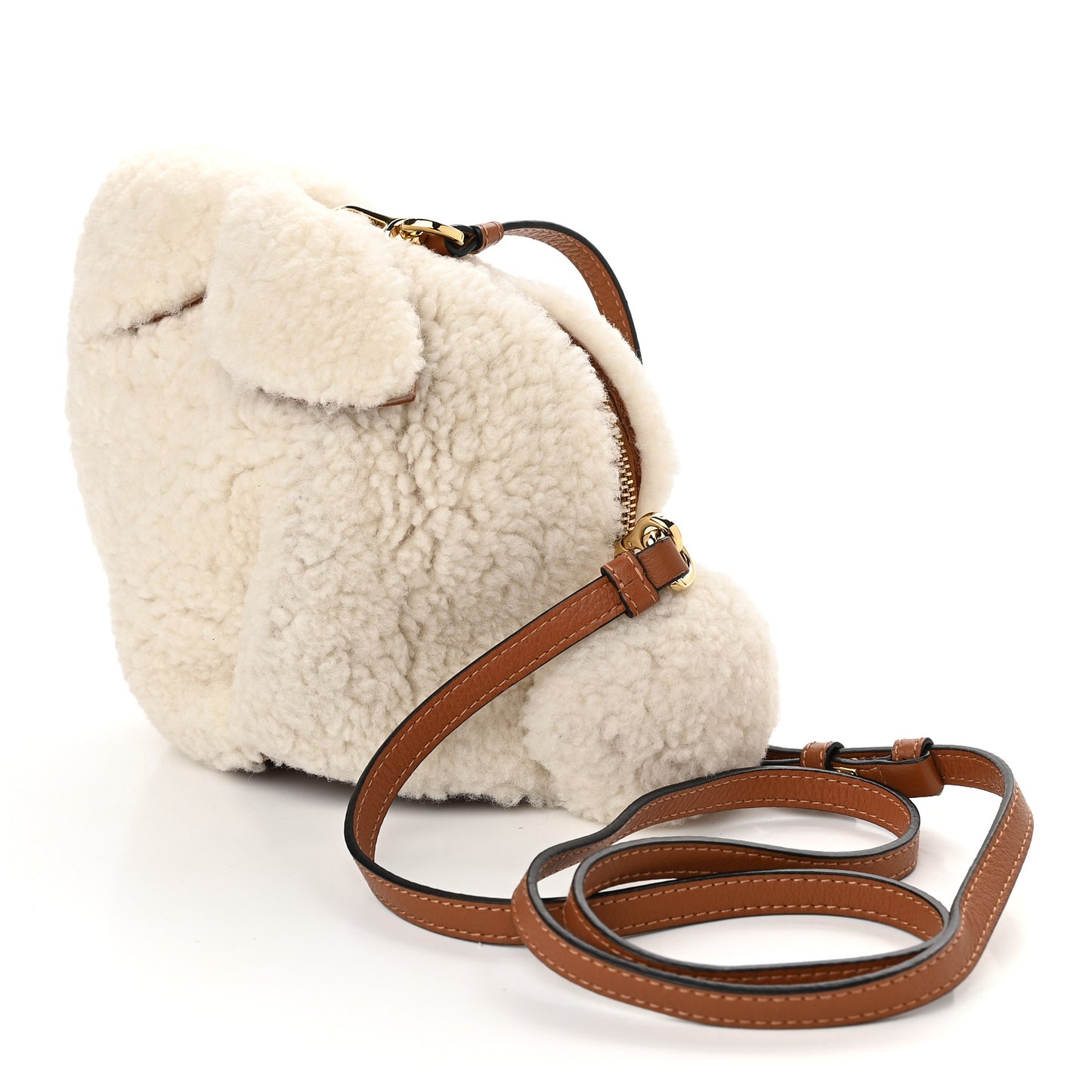 Shearling Mini Bunny Crossbody Bag Natural