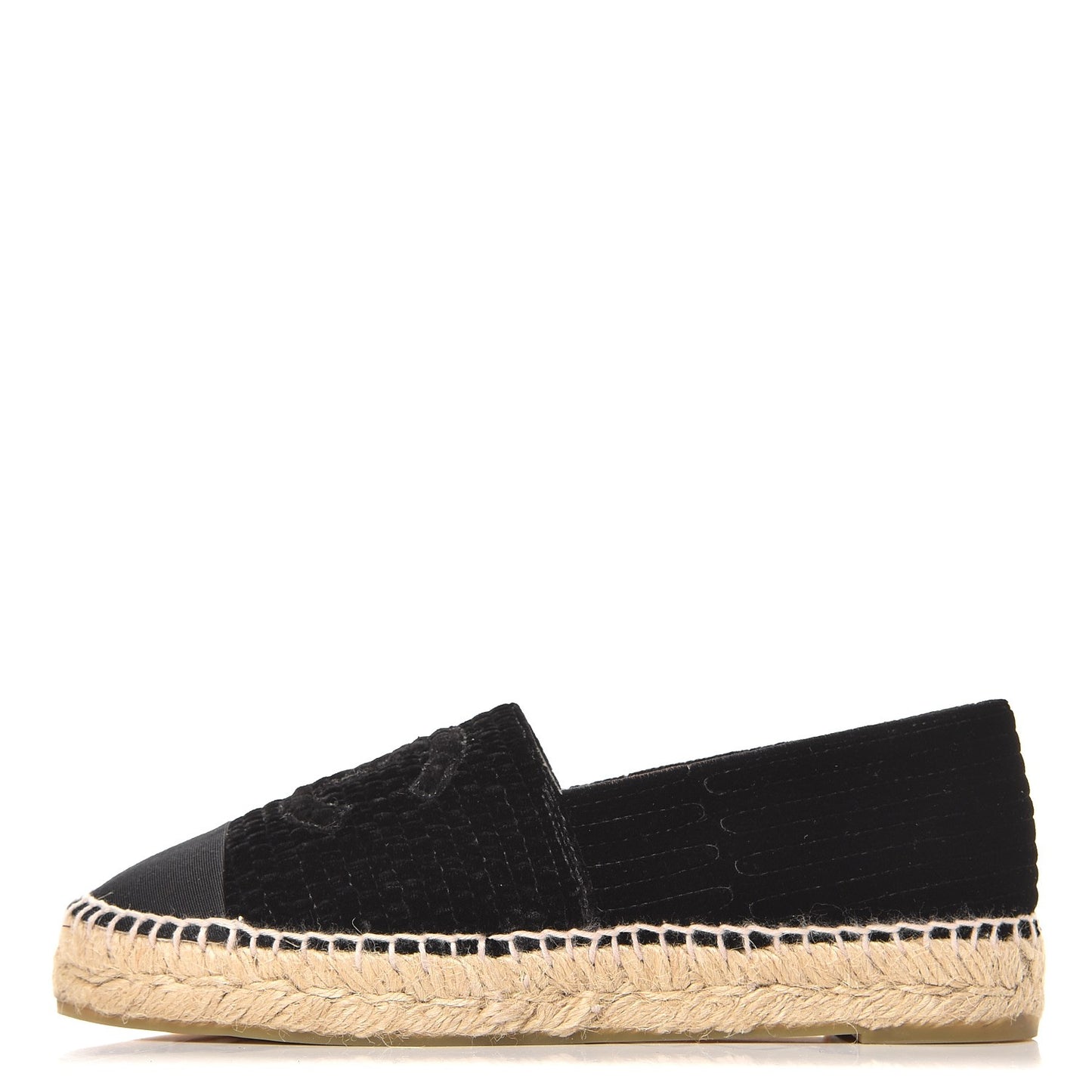 Velvet Grosgrain CC Espadrilles 37 Black