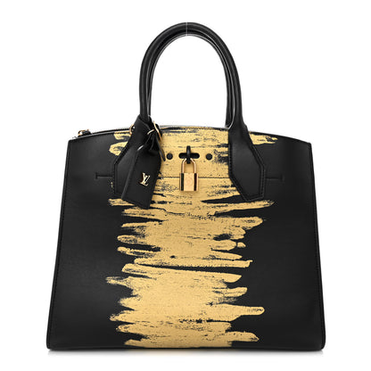Louis Vuitton Calfskin Golden Light City Steamer MM Black 1 of 9