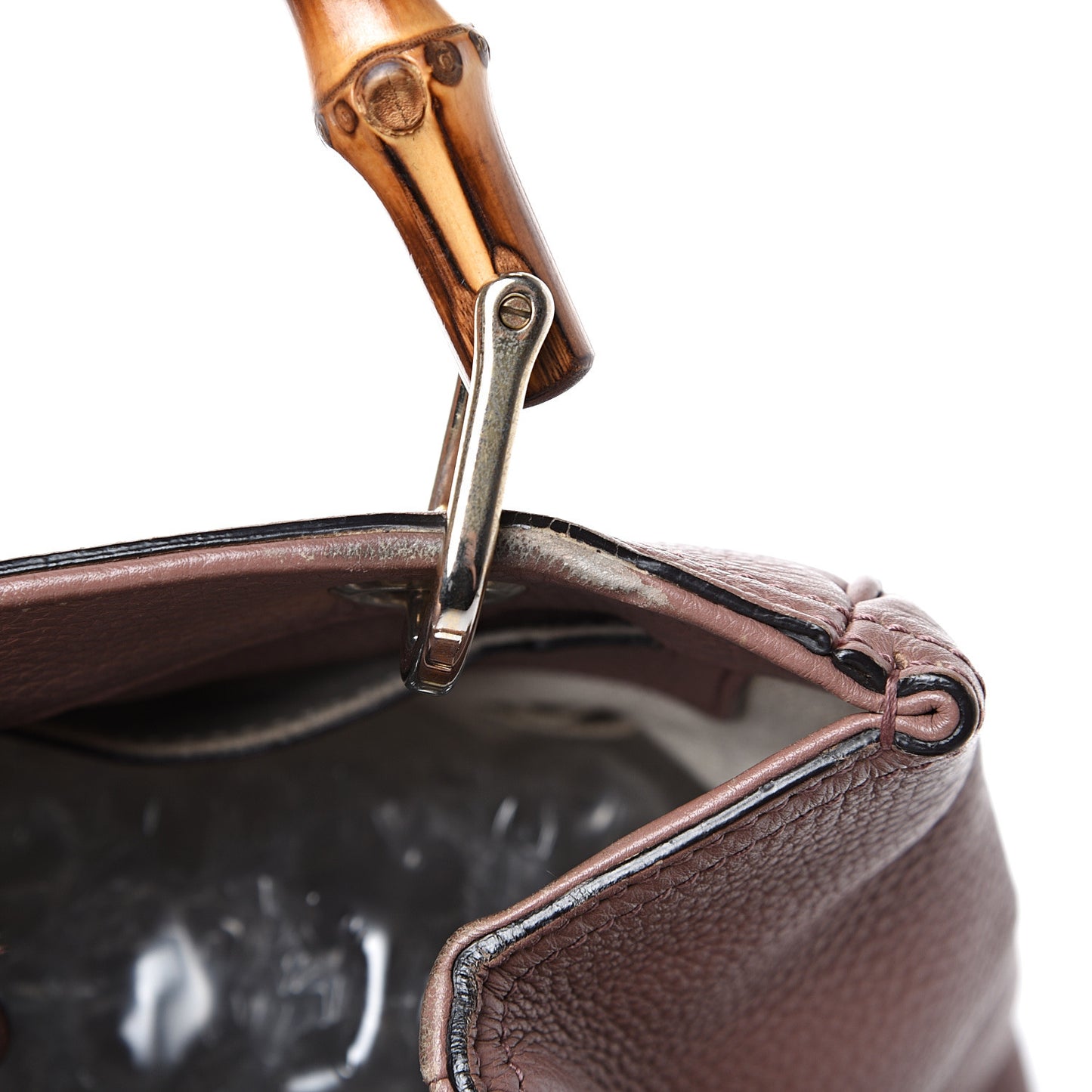 Calfskin Small Bamboo Shopper Tote Dark Cipria