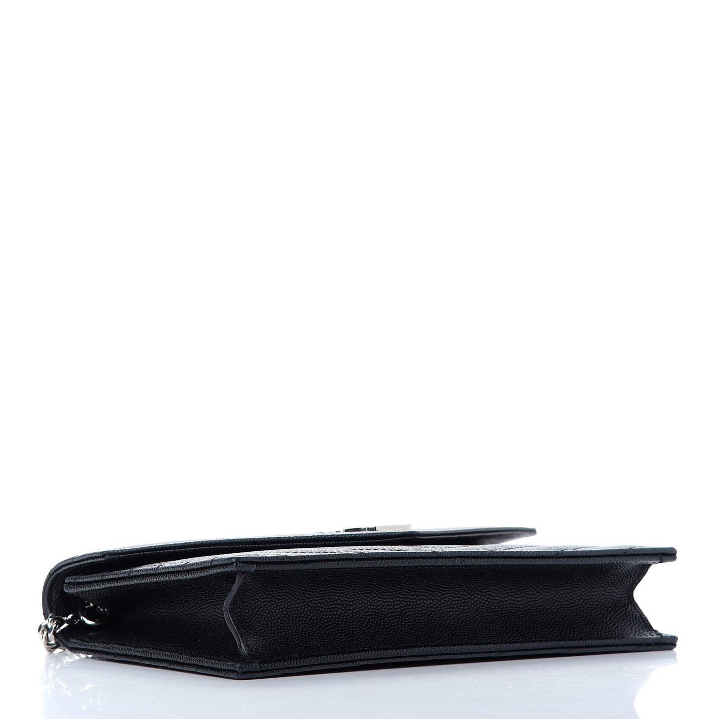 Grain De Poudre Matelasse Chevron Monogram Envelope Chain Wallet Black