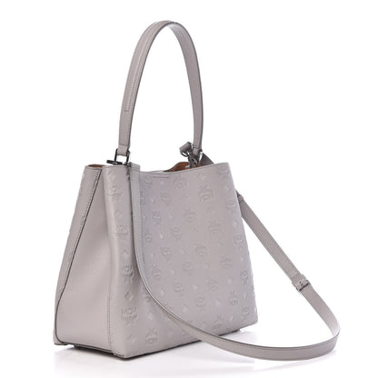 MCM Calfskin Ottomar Monogram Sarah Convertible Hobo Dove 3 of 9