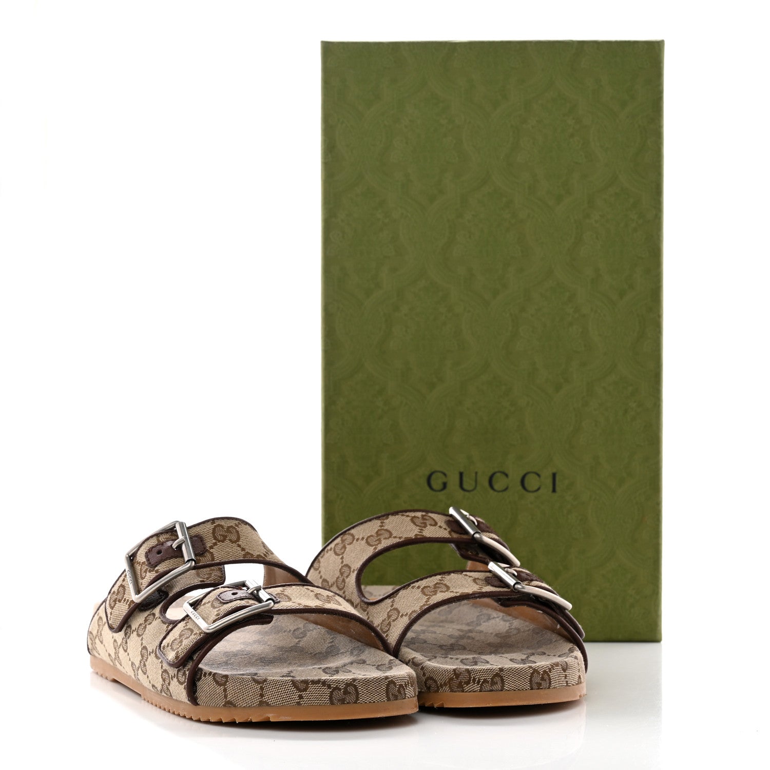 Gucci GG Monogram Lavaredo Eco Fabric Mens Slide Sandals With Straps 8 Beige Ebony Light Brown 20 of 20