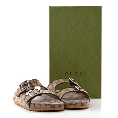 Gucci GG Monogram Lavaredo Eco Fabric Mens Slide Sandals With Straps 8 Beige Ebony Light Brown 20 of 20