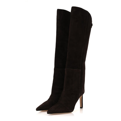 Jimmy Choo Suede Alizze 85 Knee High Boots 37.5 Chocolate 4 of 10