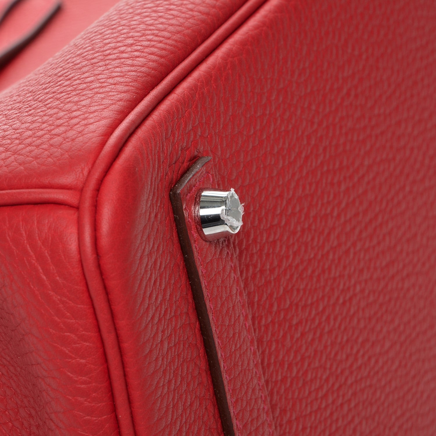 Hermes Taurillon Clemence Horseshoe Birkin 35 Rouge Casaque 13 of 24
