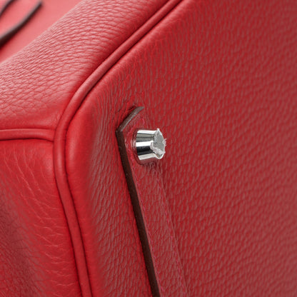 Hermes Taurillon Clemence Horseshoe Birkin 35 Rouge Casaque 13 of 24