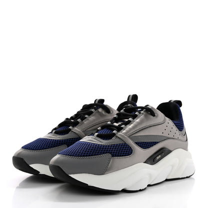 Christian Dior Technical Mesh Calfskin Mens B22 Sneakers 43 Blue Silver 3 of 13