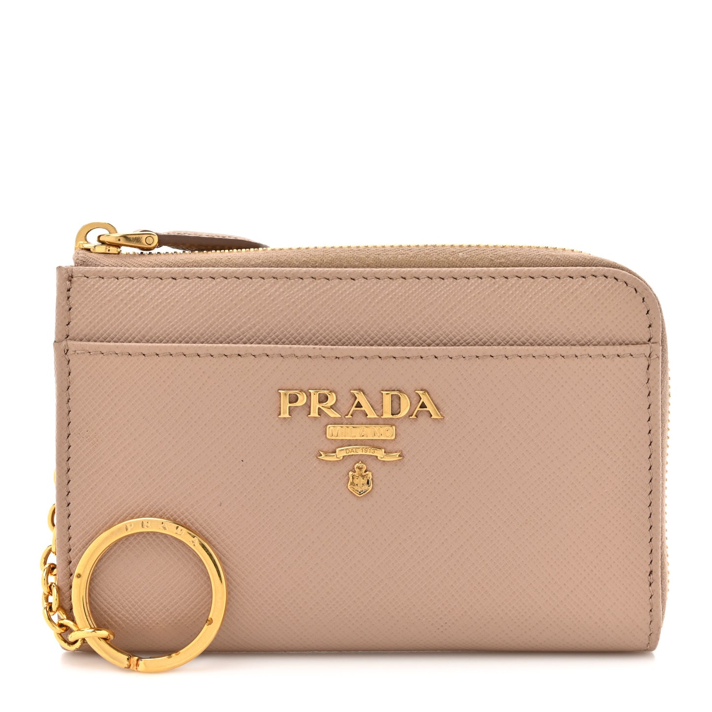 Saffiano Metal Zip Around Keychain Cipria
