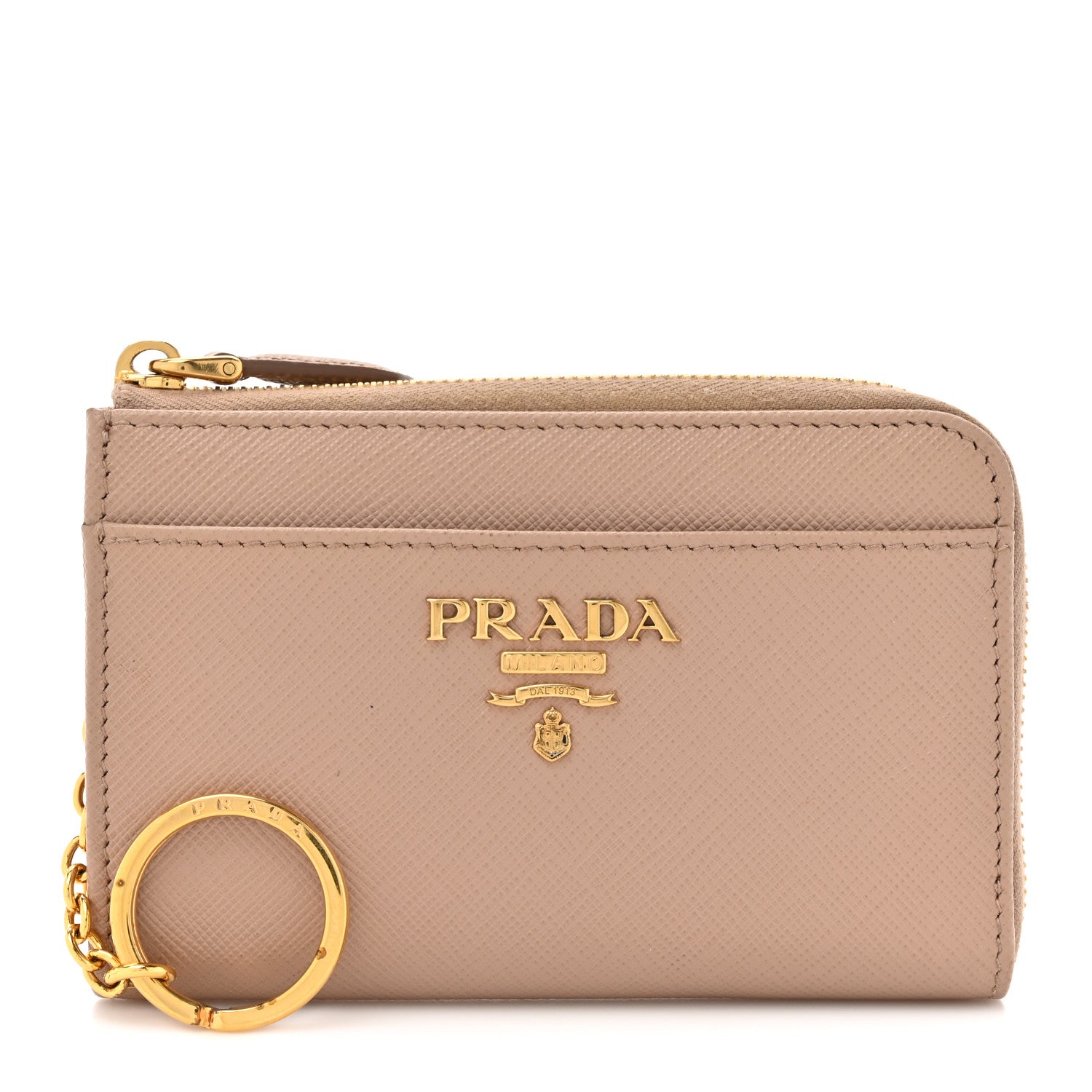 Prada Saffiano Metal Zip Around Keychain Cipria 1 of 11