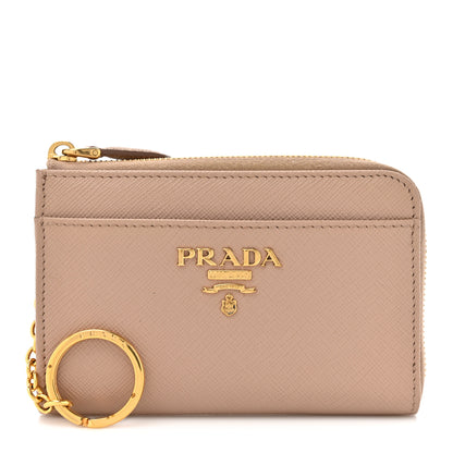 Prada Saffiano Metal Zip Around Keychain Cipria 1 of 11