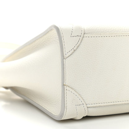Celine Drummed Calfskin Nano Luggage White 8 of 13