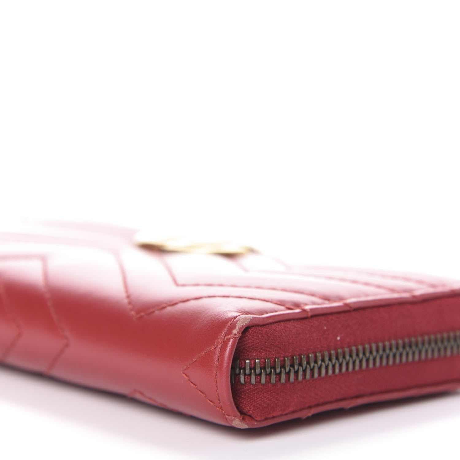 Gucci Calfskin Matelasse GG Marmont Zip Around Wallet Hibiscus Red 6 of 12