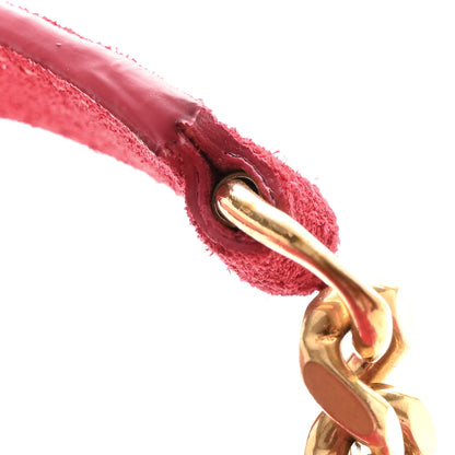 Saint Laurent Suede Mixed Matelasse Triquilt Large Monogram Envelope Satchel Red 11 of 13