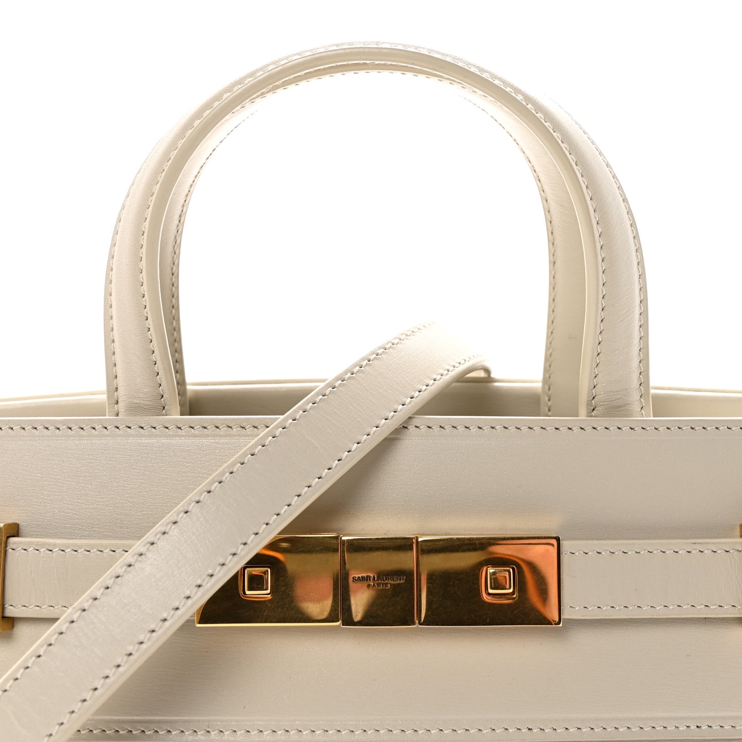 Smooth Calfskin Nano Manhattan Shopper Tote Crema Soft