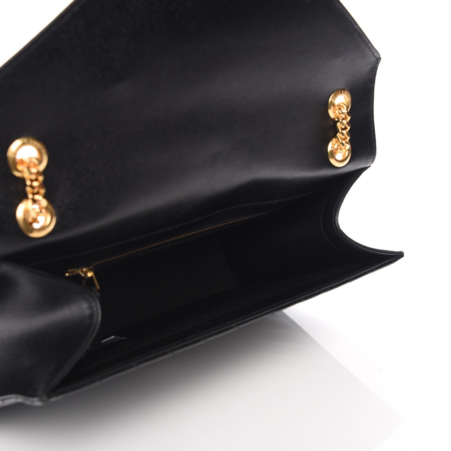 Saint Laurent Grain De Poudre Matelasse Chevron Large Monogram Satchel Black 5 of 7