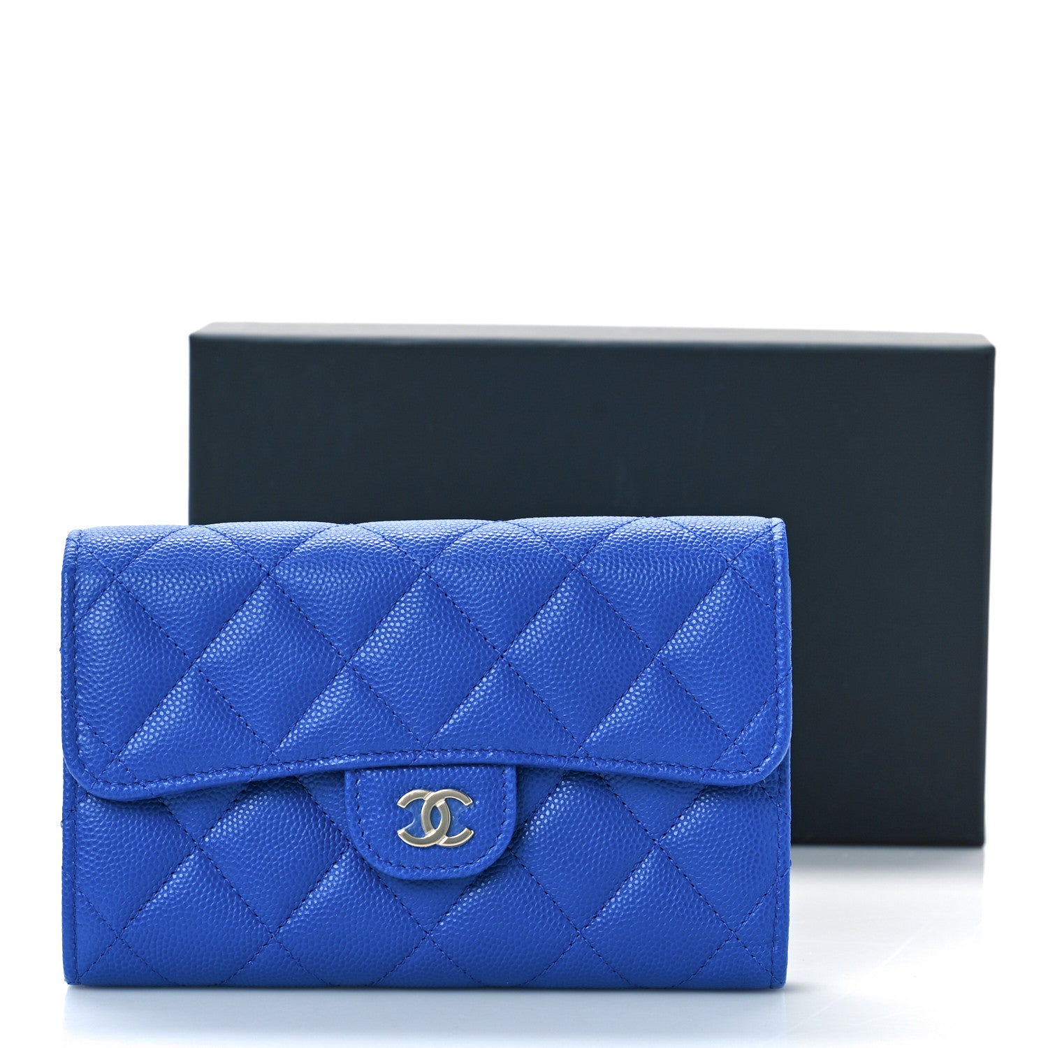 Chanel Caviar Quilted Medium Flap Wallet Blue 9 of 9