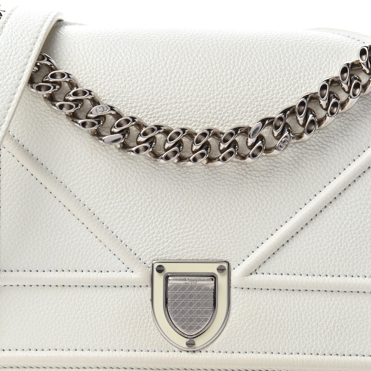 Christian Dior Grained Calfskin Small Diorama Flap Bag White 20 of 20