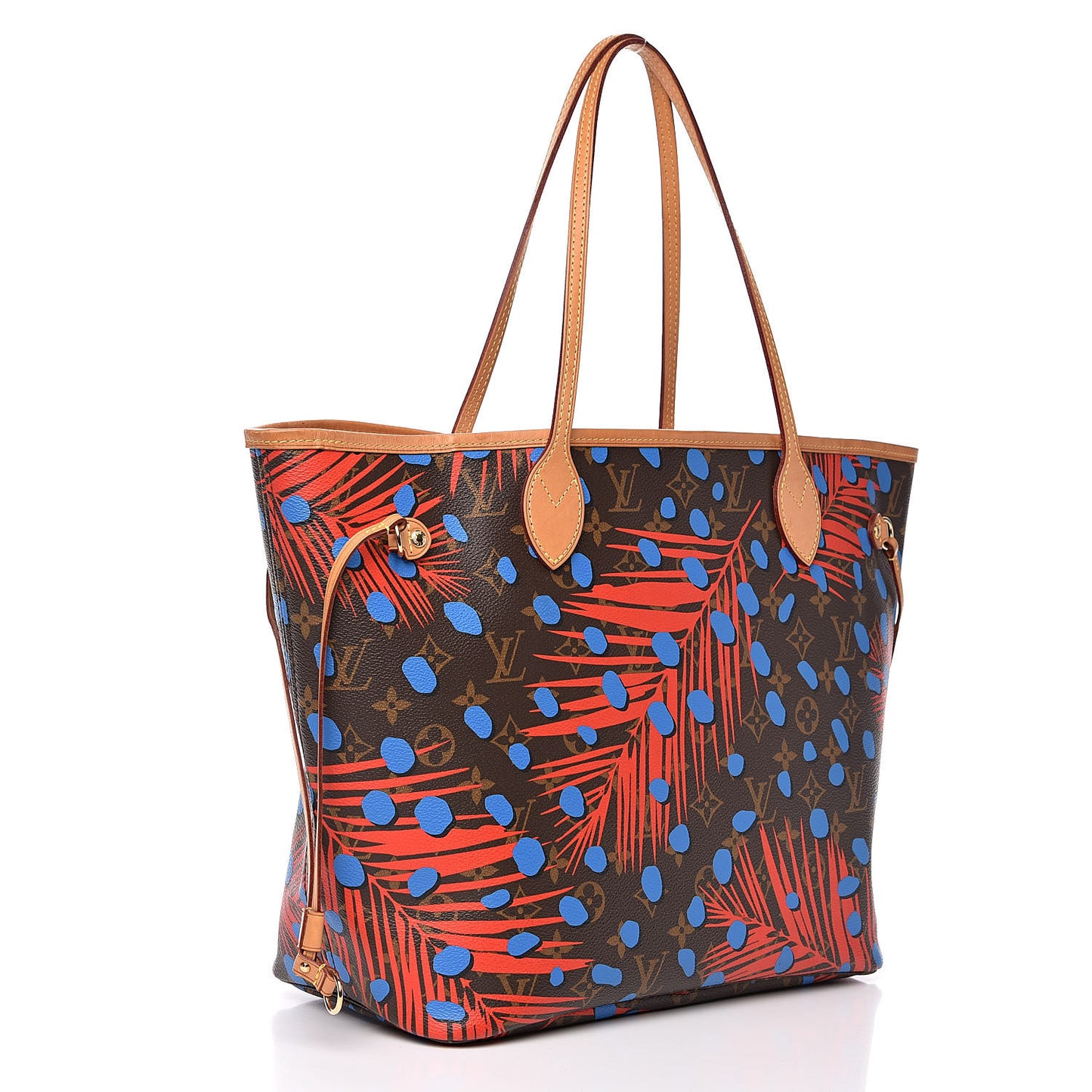 Monogram Jungle Dots Neo Neverfull MM Coquelicot Denim