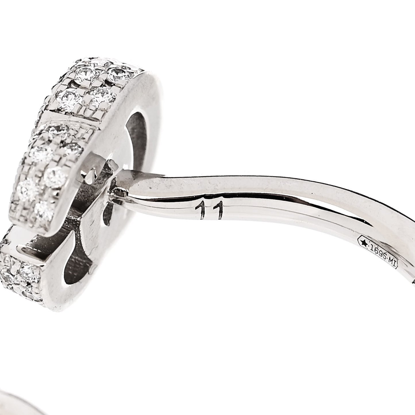 18K White Gold Diamond Flora GG Open Ring 49 5