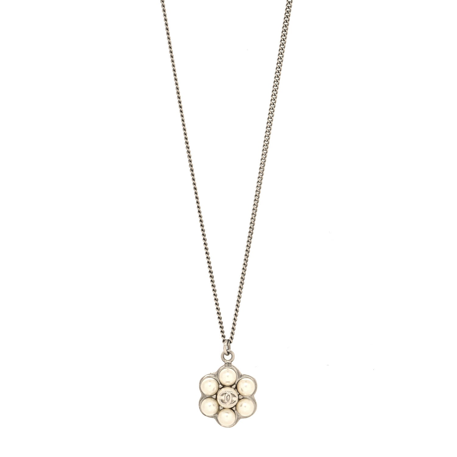 Chanel Pearl Flower CC Pendant Necklace Gold 1 of 5