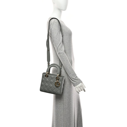 Christian Dior Lambskin Cannage Small My ABCDior Lady Dior Grey 2 of 10