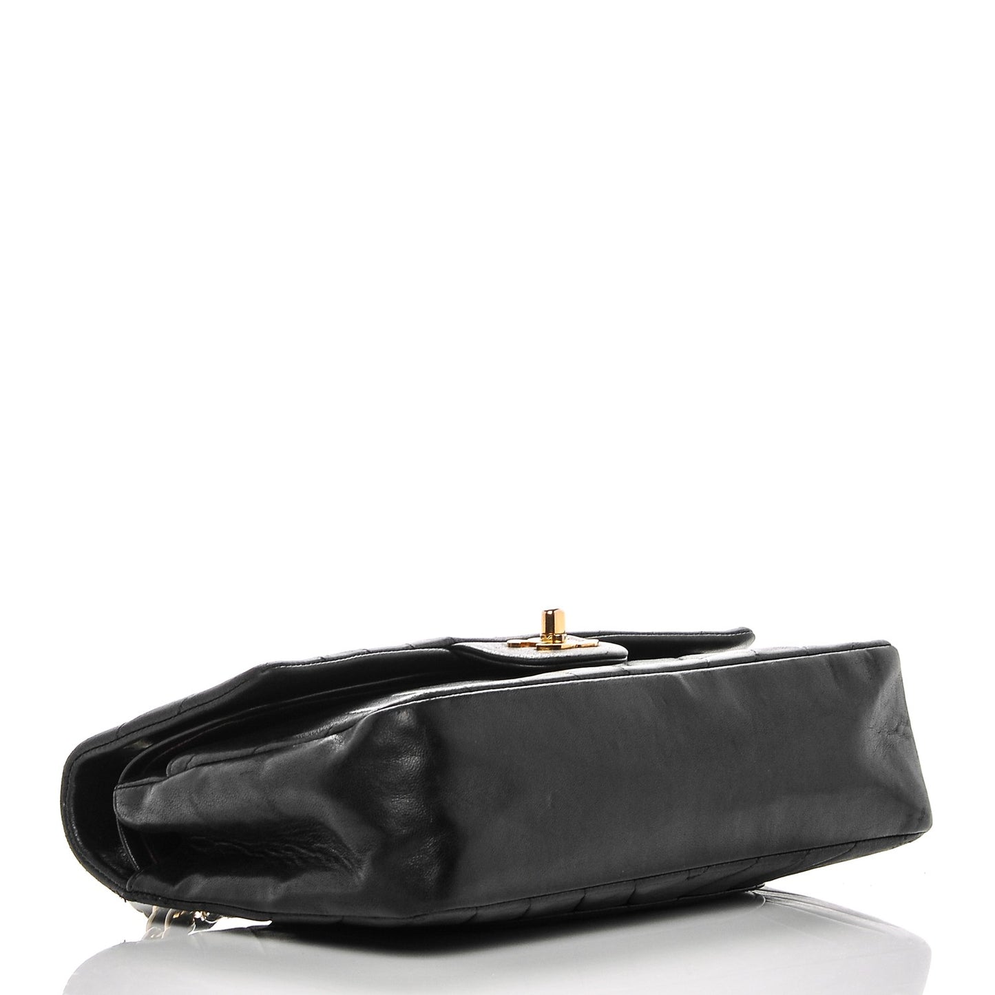 Lambskin Chevron Medium Double Flap Black
