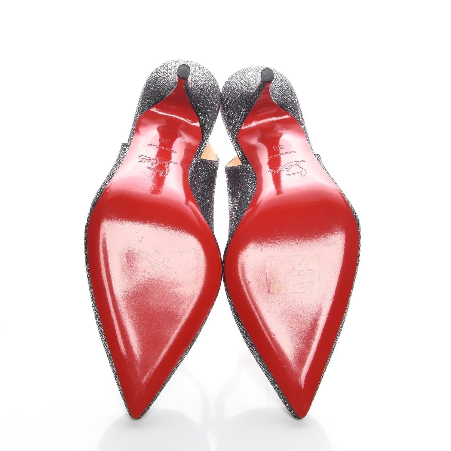 Christian Louboutin Glitter Back2 85 Slingback Pumps 38 Silver 5 of 11