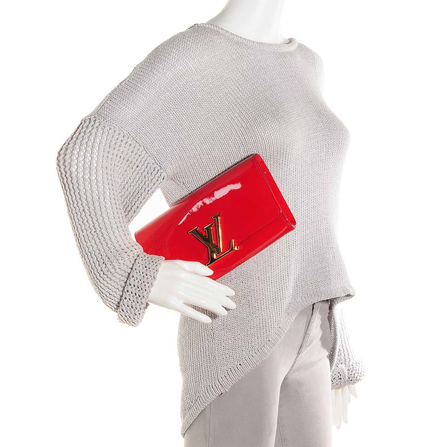 Patent Louise Clutch Rouge