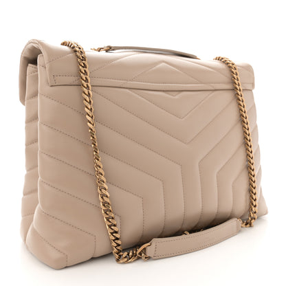 Saint Laurent Calfskin Y Quilted Monogram Medium Loulou Chain Satchel Dark Beige 3 of 11