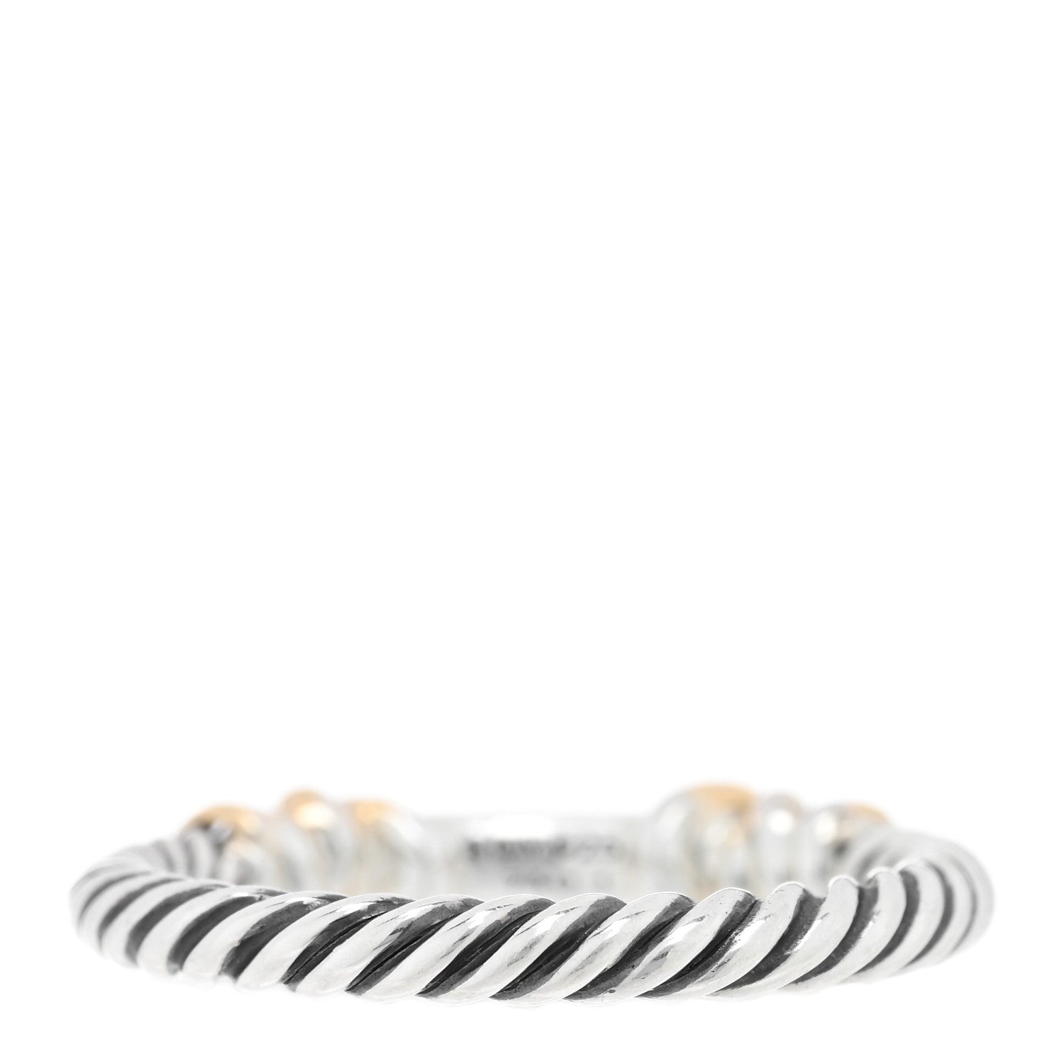 David Yurman Sterling Silver 18K Yellow Gold Diamond Petite Helena Wrap Ring 54 7 3 of 4