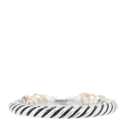 David Yurman Sterling Silver 18K Yellow Gold Diamond Petite Helena Wrap Ring 54 7 3 of 4