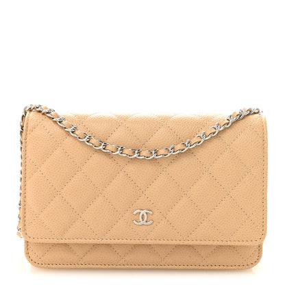 Chanel Caviar Quilted Wallet on Chain WOC Beige 1 of 12