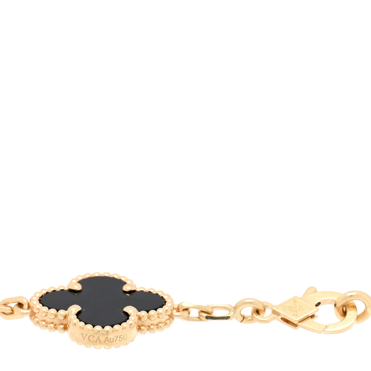 18K Yellow Gold Black Onyx 5 Motifs Vintage Alhambra Bracelet