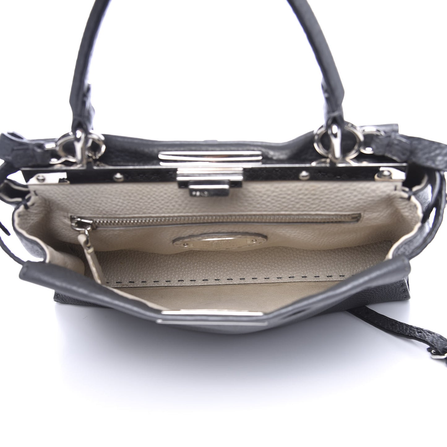 Cuoio Romano Selleria Bi-Color Medium Peekaboo Iconic Satchel Asfalto Latte