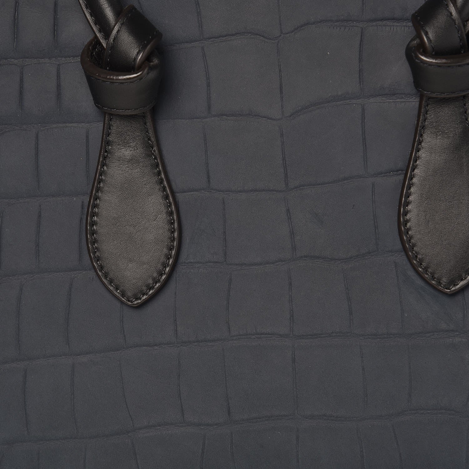 Celine Smooth Calfskin Nubuck Crocodile Embossed Small Tie Knot Tote Navy 12 of 16