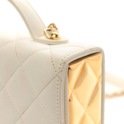 Chanel Lambskin Quilted Mini Golden Plate Flap White 11 of 12