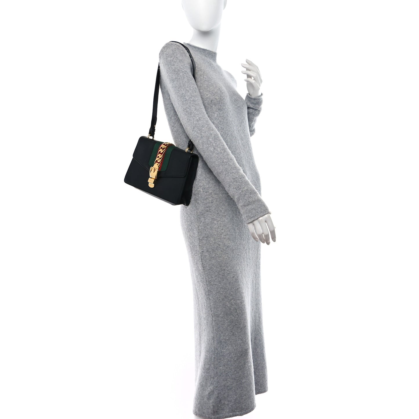 Calfskin Small Sylvie Shoulder Bag Black