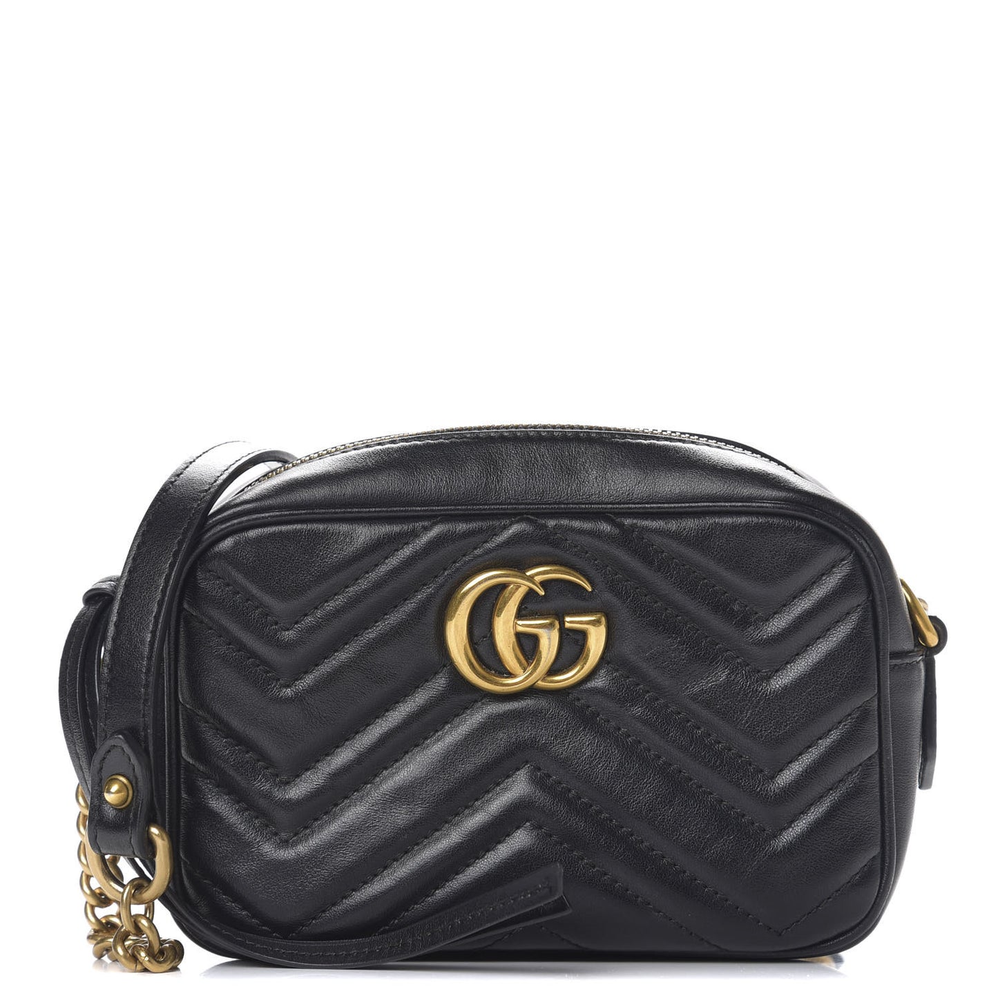 Calfskin Matelasse Mini GG Marmont Chain Shoulder Bag Black
