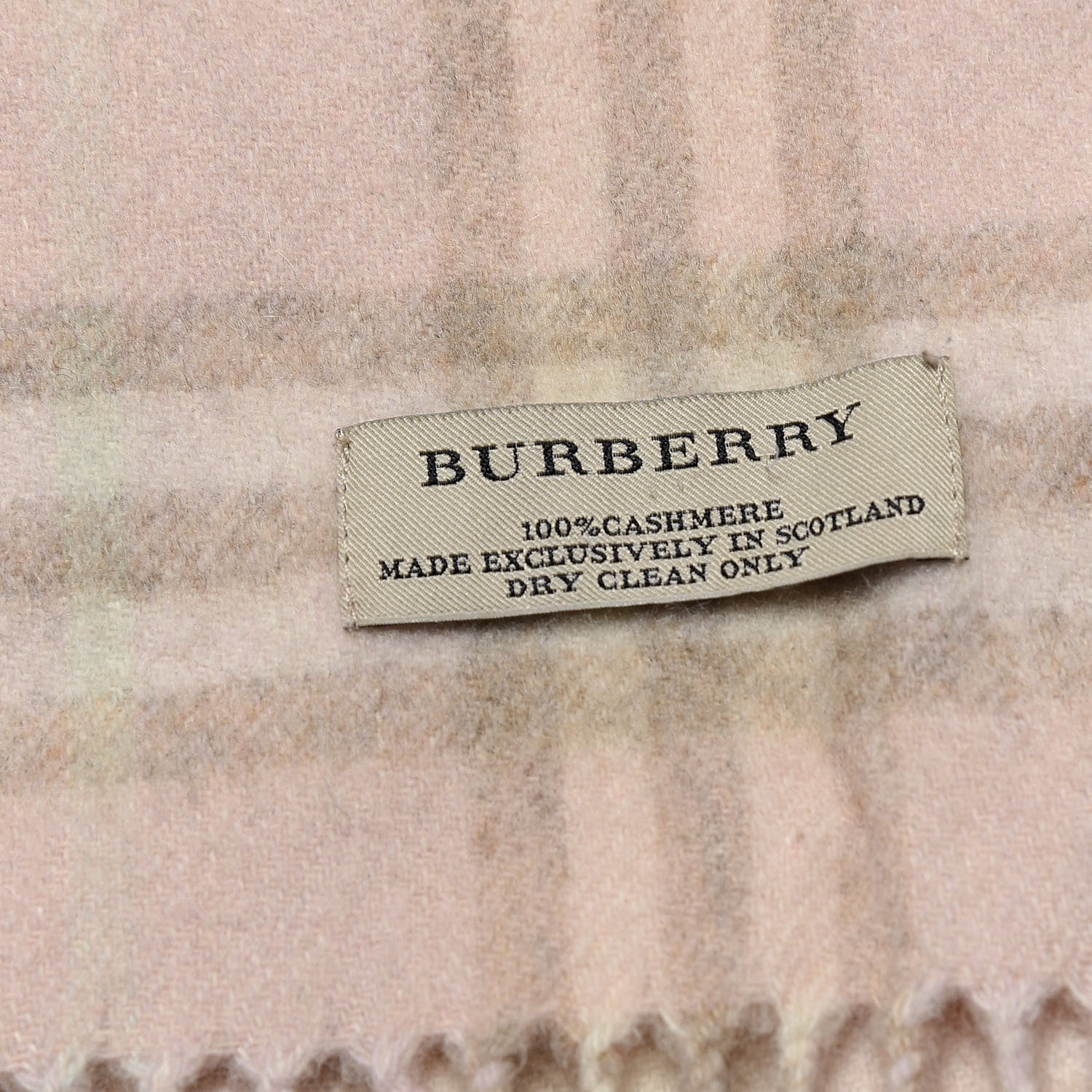 Burberry Cashmere Check Fringe Scarf Pink 4 of 4